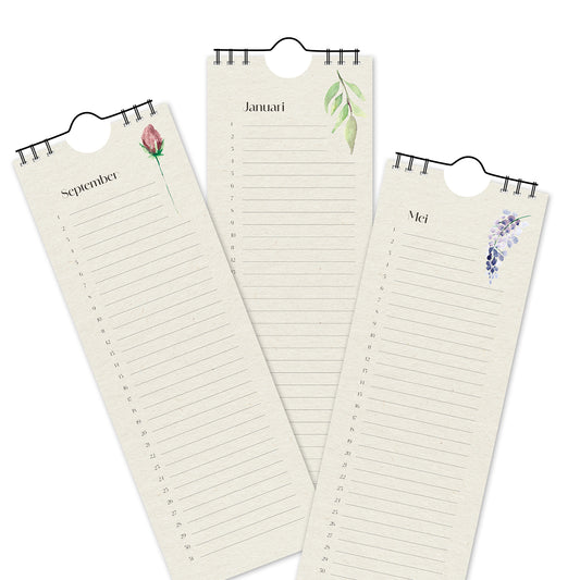 Duurzame Verjaardagskalender met subtiele Aquareltekeningen