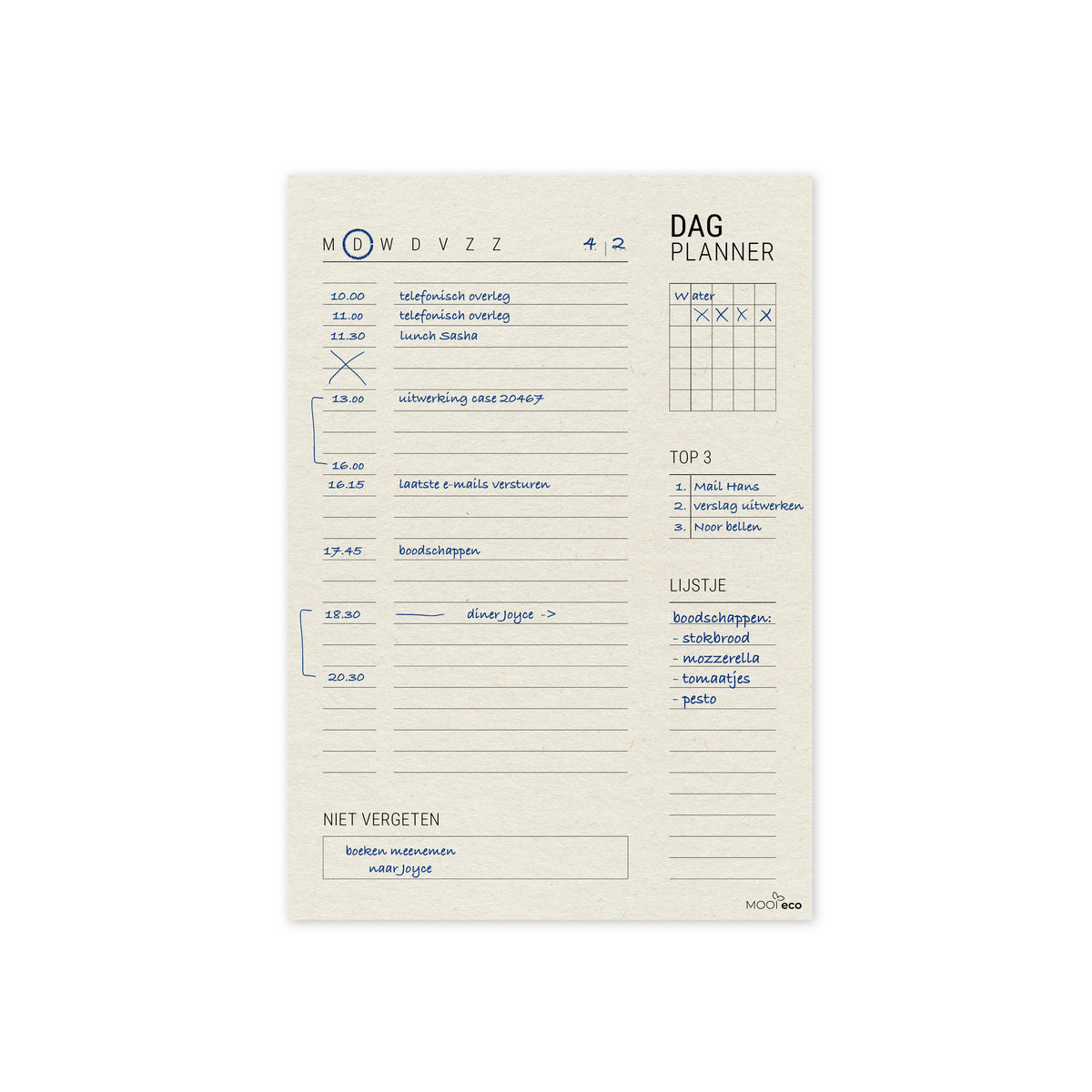 Duurzame dagplanner / planner - boomvrij papier / plasticvrij verpakt