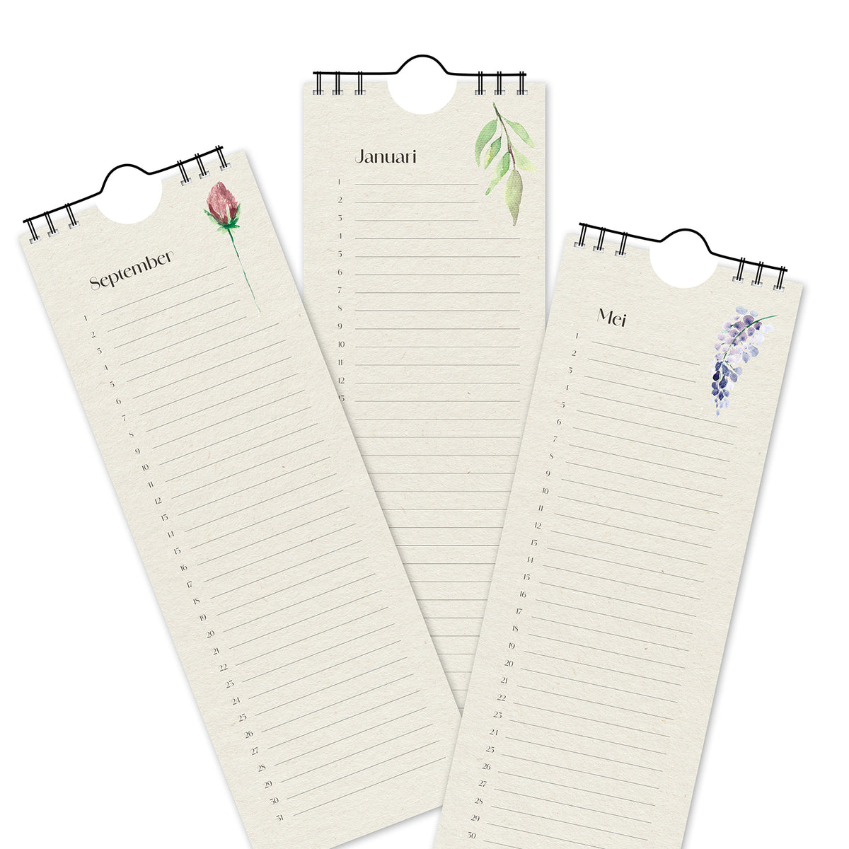 Duurzame Verjaardagskalender met subtiele Aquareltekeningen