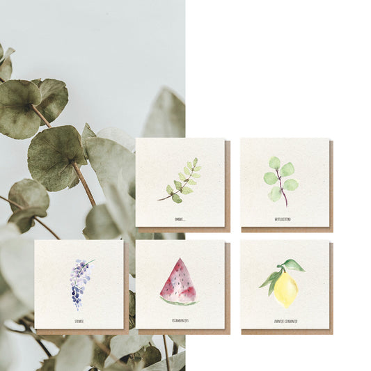 Duurzame wenskaarten Aquarel  | Set van 5