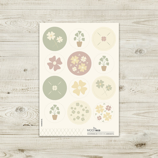 Shape sluitstickers met bloemen