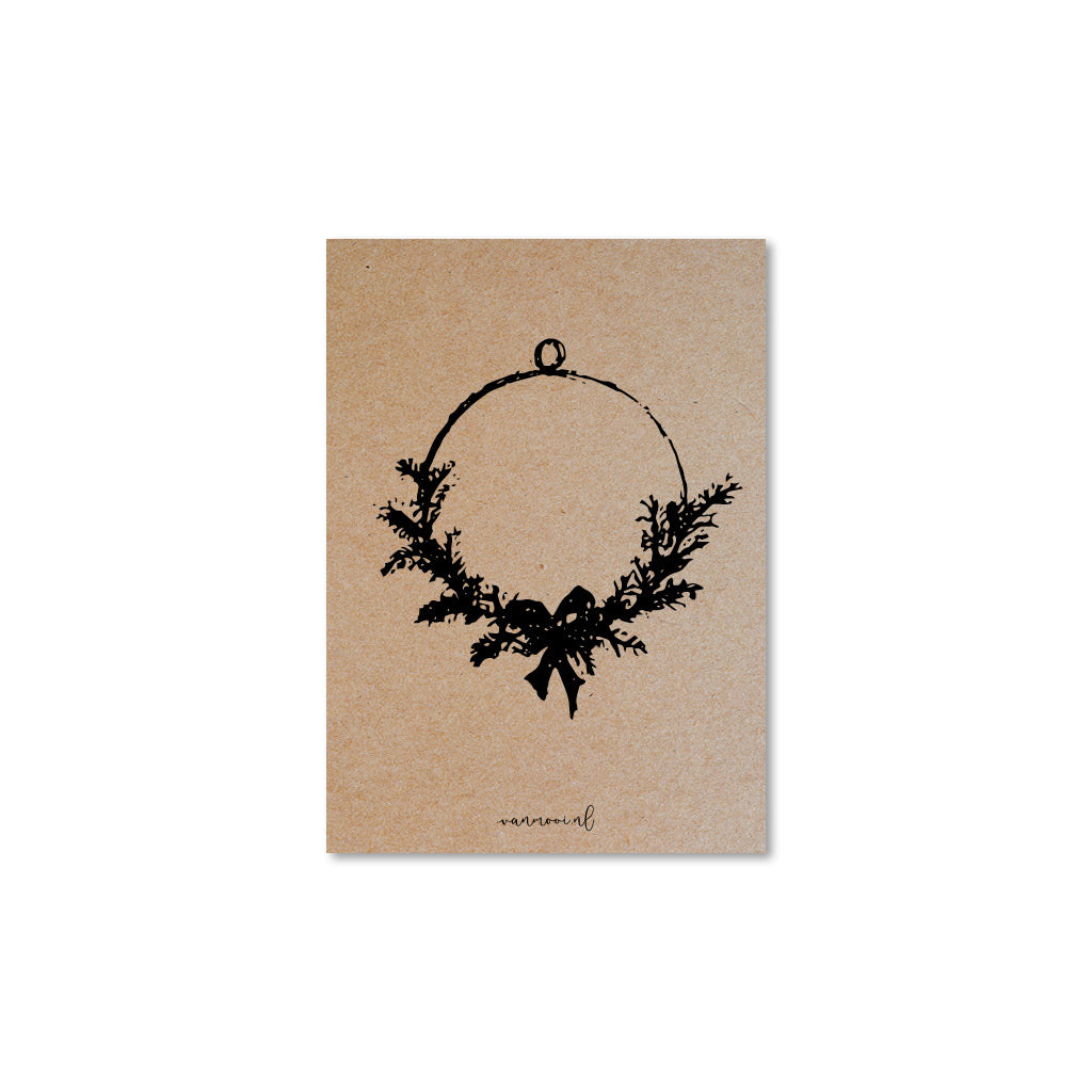 Kerstkaarten + envelop | Set van 5 stuks | Krans