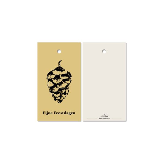 Cadeaulabel | Dennenappel | geel