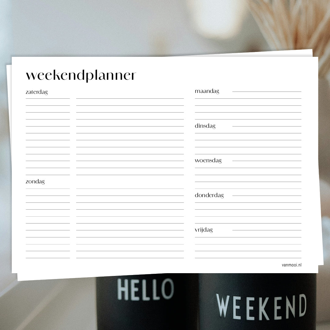 Printable ruime weekendplanner PDF – VanMooi