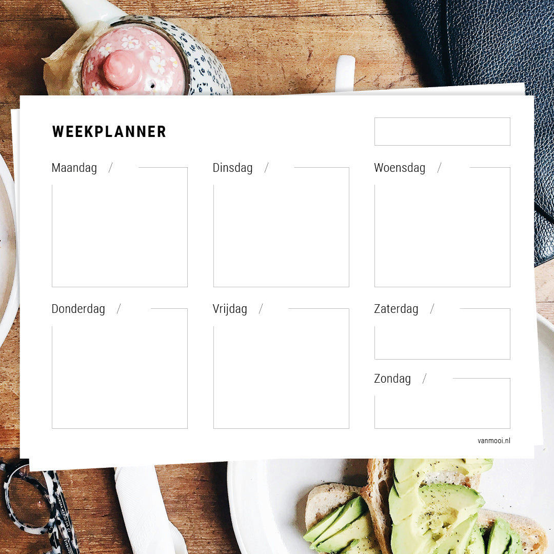 Printable weekplanner PDF met weekdoel en structuur – VanMooi