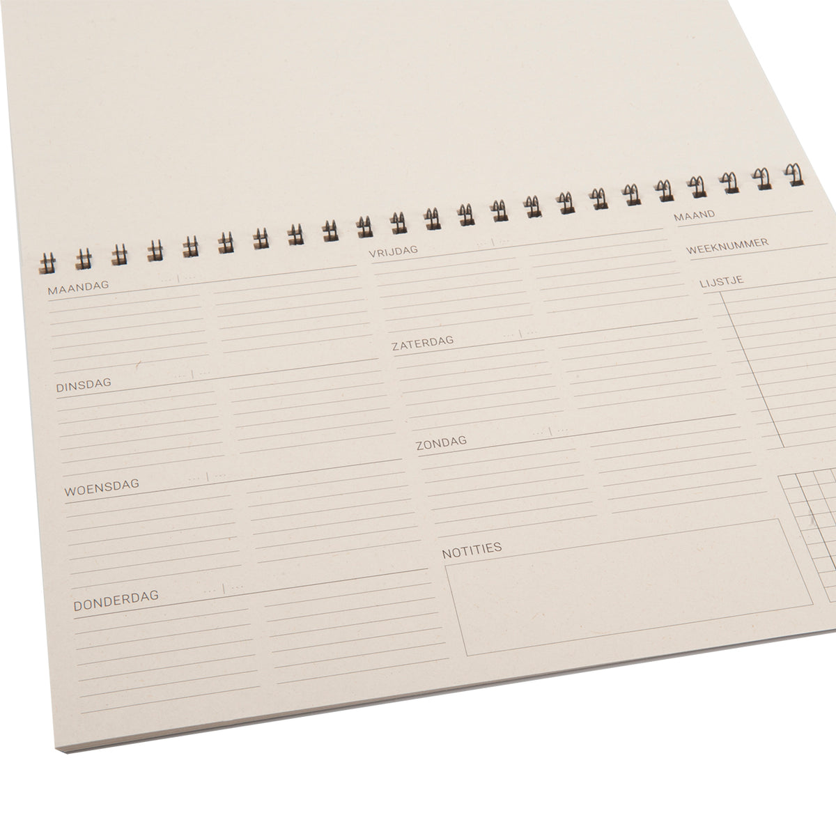 Duurzame planner gemaakt van papier van landbouwrestafval, hier worden geen bomen voor gekapt
